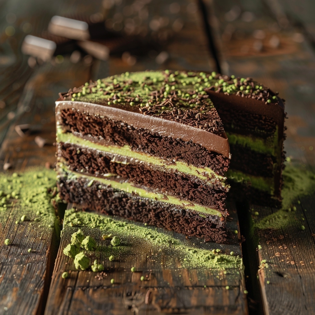Gâteau au chocolat et thé matcha