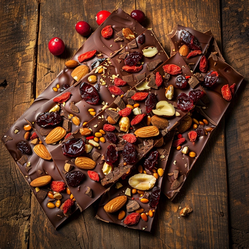 Mendiant chocolat – baies de goji – 3 noix et cranberry