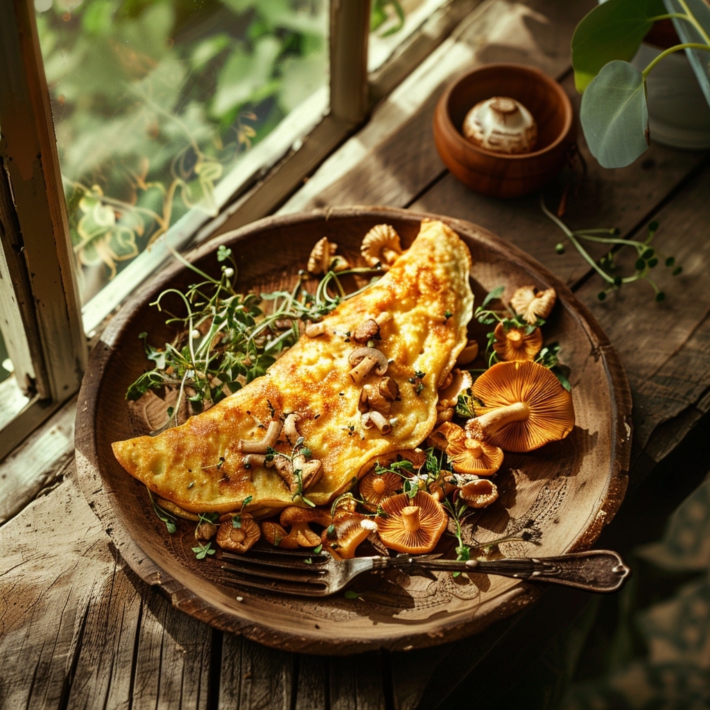 Omelette soufflée aux chanterelles